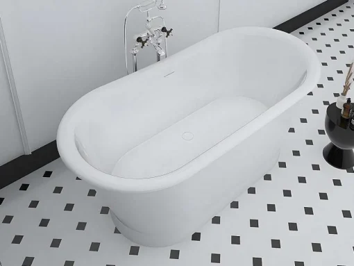 Banheira Clássica Oval Estilo Retro De 180 L, Dimensoes 150 X 74 X 63 Cm Cor Branco Em Acrilico - Pelmato