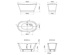Banheira Clássica Oval Estilo Retro De 180 L, Dimensoes 150 X 74 X 63 Cm Cor Branco Em Acrilico - Pelmato