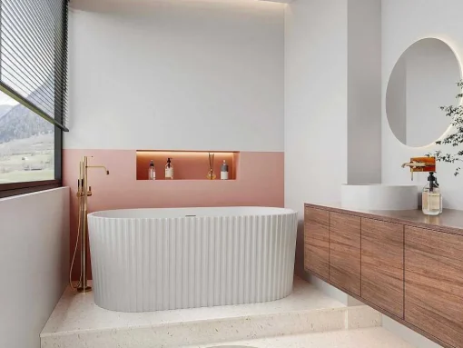 Banheira De Acrilico Estriada, Branco Brilhante, 220 L, 150 X 75 X 58 Cm - Aliena