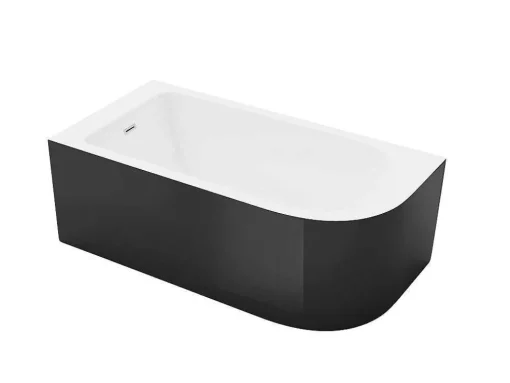 Banheira De Canto 240 L, 170 X 75 X 58 Cm Preta, Canto Esquerdo - Anika