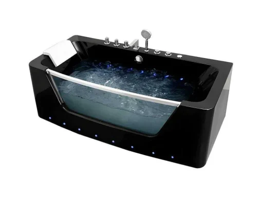 Banheira De Hidromassagem De Vidro Com Leds Dyona - 1 Péssoa - 260L - 170X85X58 Cm - Preto
