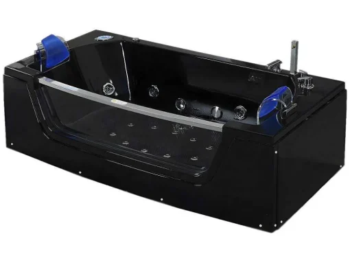 Banheira De Hidromassagem Preta 180 X 90 Cm Vidro Frontal 14 Jatos - Cherry