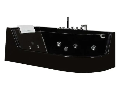 Banheira De Hidromassagem Envidracada Aria Preta - 1 Lugar - 263L - 80*170*57 Cm