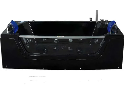 Banheira De Hidromassagem Preta 180 X 90 Cm Vidro Frontal 14 Jatos - Cherry
