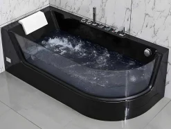 Banheira De Hidromassagem Envidracada Aria Preta - 1 Lugar - 263L - 80*170*57 Cm