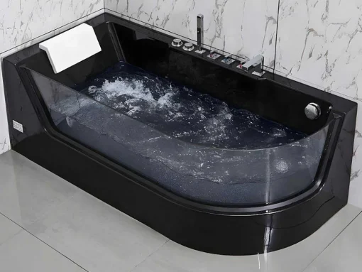 Banheira De Hidromassagem Envidracada Aria Preta - 1 Lugar - 263L - 80*170*57 Cm
