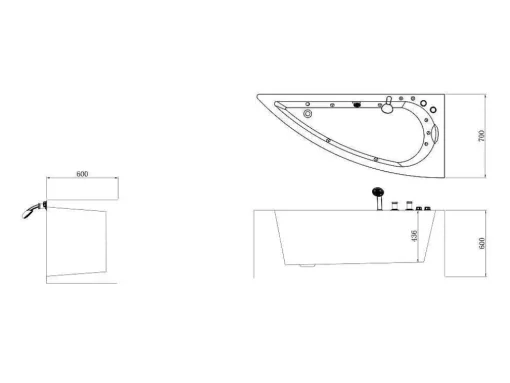 Banheira De Hidromassagem Assimetrica Branca, 1 Lugar, 160X75 Cm, Canto Direito - Tabana