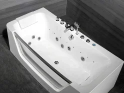 Banheira De Hidromassagem De Vidro Com Leds Dyona - 1 Péssoa - 260L - 170X85X58 Cm - Branco