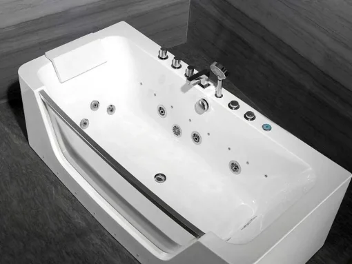 Banheira De Hidromassagem De Vidro Com Leds Dyona - 1 Péssoa - 260L - 170X85X58 Cm - Branco