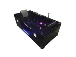 Banheira De Hidromassagem Preta 180 X 90 Cm Cromoterapia 16 Jatos - Gardenia