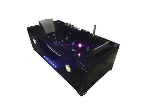 Banheira De Hidromassagem Preta 180 X 90 Cm Cromoterapia 16 Jatos - Gardenia