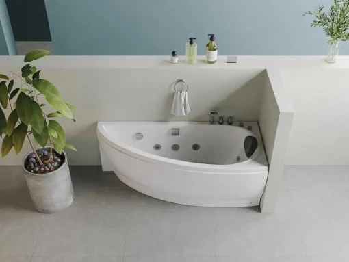Banheira De Hidromassagem Assimetrica Branca, 1 Lugar, 160X75 Cm, Canto Direito - Tabana