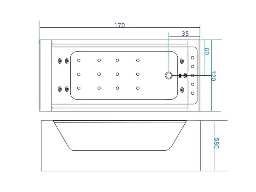 Banheira De Hidromassagem 170 X 120 Cm 8 Jatos Com Vidro Panorâmico - Gemma
