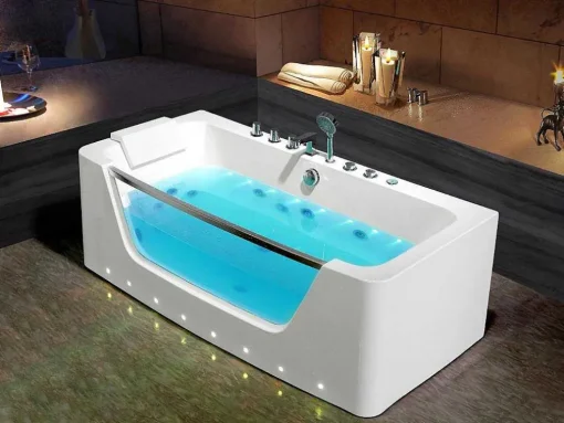 Banheira De Hidromassagem De Vidro Com Leds Dyona - 1 Péssoa - 260L - 170X85X58 Cm - Branco