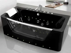 Banheira De Hidromassagem De Vidro Com Leds Dyona - 1 Péssoa - 260L - 170X85X58 Cm - Preto