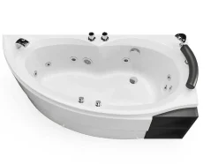 Banheira De Hidromassagem Assimetrica Branca Com Nichos, 1 Lugar, 150X100 Cm, Canto Direito - Luana