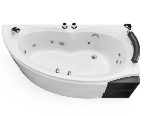 Banheira De Hidromassagem Assimetrica Branca Com Nichos, 1 Lugar, 150X100 Cm, Canto Direito - Luana