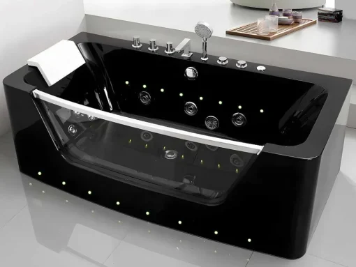 Banheira De Hidromassagem De Vidro Com Leds Dyona - 1 Péssoa - 260L - 170X85X58 Cm - Preto