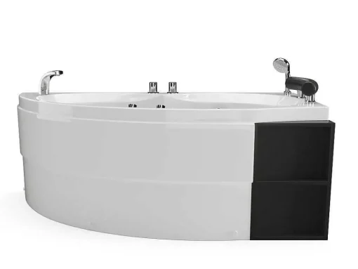 Banheira De Hidromassagem Assimetrica Branca Com Nichos, 1 Lugar, 150X100 Cm, Canto Direito - Luana