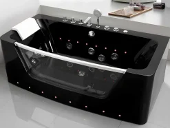 Banheira De Hidromassagem De Vidro Com Leds Dyona - 1 Péssoa - 260L - 170X85X58 Cm - Preto
