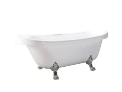 Banheira De Ilha Vintage 170 X 80 Cm Com Pés Prateados E Torneira - Marigold