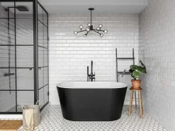 Banheira Oval Clássica, 180 L, 130 X 71 X 58 Cm Acrilico Preto - Apogon