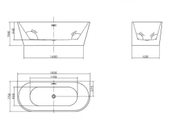 Banheira Semi-Clássica 200 L, 149,5 X 75 X 58 Cm Preta Acrilico - Divina