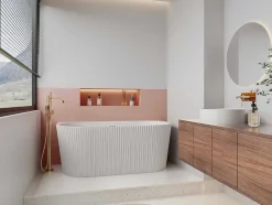 Banheira SemiClássica Estriada Em Acrilico Branco Brilhante 149 X 75 X 58 Cm - Zelina