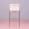 Banqueta De Design Estofada Em Veludo E Pernas Douradas - Cruiser - Rosa
