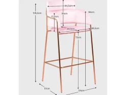 Banqueta De Design Estofada Em Veludo E Pernas Douradas - Cruiser - Rosa