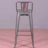 Banqueta Industrial Em Aco Metalizado Com Encosto Baixo (76Cm) - Bistro - Metal