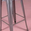 Banqueta Industrial Em Aco Metalizado Com Encosto Alto (76Cm) - Bistro - Metal