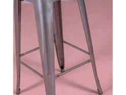 Banqueta Industrial Em Aco Metalizado Com Encosto Alto (76Cm) - Bistro - Metal