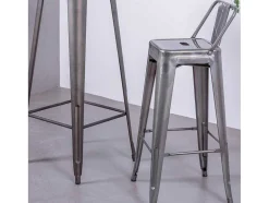 Banqueta Industrial Em Aco Metalizado Com Encosto Baixo (76Cm) - Bistro - Metal