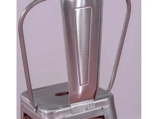 Banqueta Industrial Em Aco Metalizado Com Encosto Alto (76Cm) - Bistro - Metal