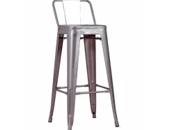 Banqueta Industrial Em Aco Metalizado Com Encosto Baixo (76Cm) - Bistro - Metal