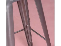Banqueta Industrial Em Aco Metalizado Com Encosto Baixo (76Cm) - Bistro - Metal
