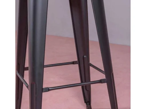 Banqueta Metalica Em Aco Lacado Com Encosto Alto (76Cm) - Bistro - Preto