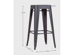 Banqueta Metalica Em Aco Lacado (76Cm) - Bistro - Preto