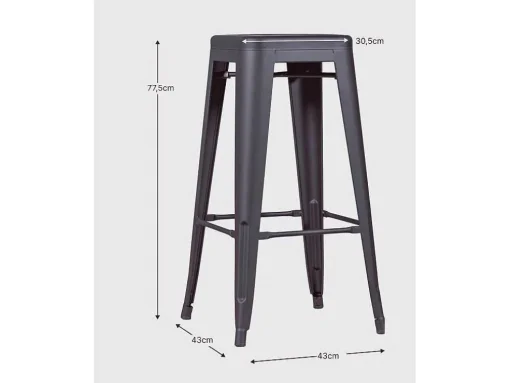 Banqueta Metalica Em Aco Lacado (76Cm) - Bistro - Preto