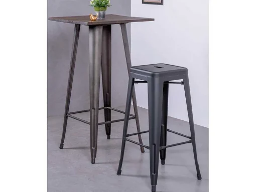Banqueta Metalica Em Aco Lacado (76Cm) - Bistro - Preto