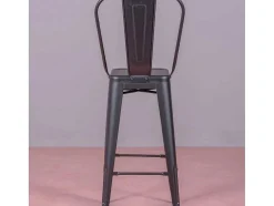 Banqueta Metalica Em Aco Lacado Com Encosto Alto (76Cm) - Bistro - Preto