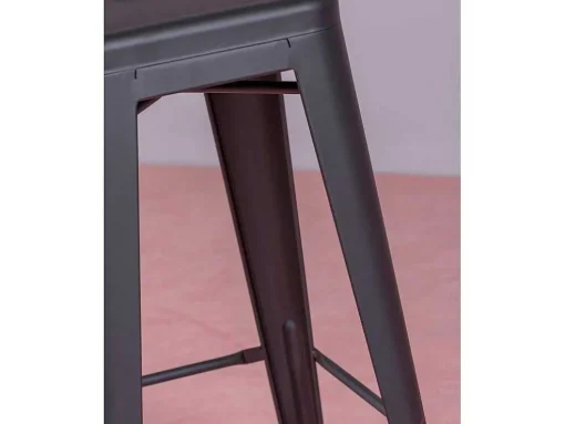Banqueta Metalica Em Aco Lacado (76Cm) - Bistro - Preto