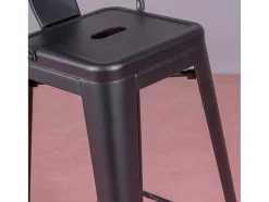 Banqueta Metalica Em Aco Lacado Com Encosto Alto (76Cm) - Bistro - Preto