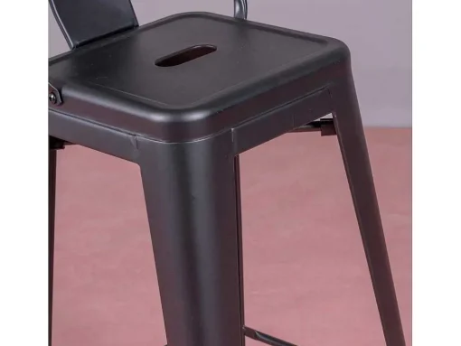 Banqueta Metalica Em Aco Lacado Com Encosto Alto (76Cm) - Bistro - Preto