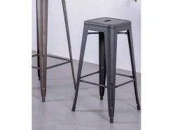 Banqueta Metalica Em Aco Lacado (76Cm) - Bistro - Preto