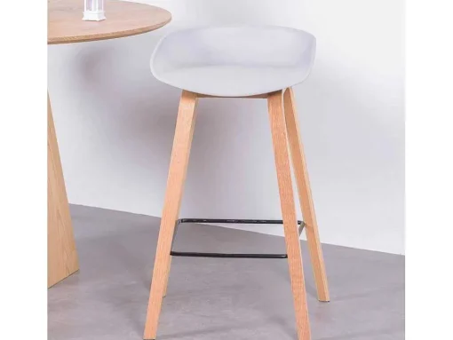 Banqueta Nordica Com Pernas Em Faia (63Cm) - Daxer - Cinza Claro