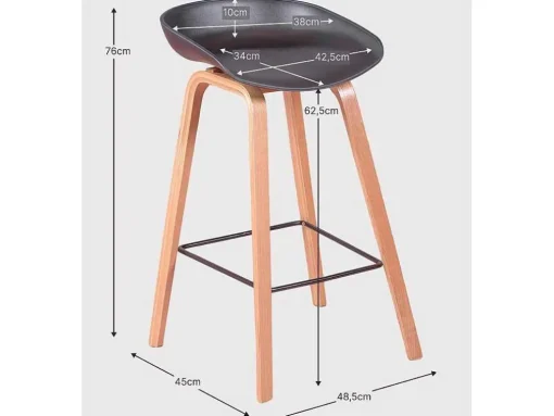 Banqueta Nordica Com Pernas Em Faia (63Cm) - Daxer - Cinza Claro