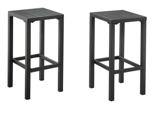 Bar De Jardim E 4 Bancos Altos Em Aluminio - Cinza Escuro - Walpole De Mylia