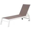 Barbados Espreguiçadeira Em Taupe Têxtilene - Aluminio Branco